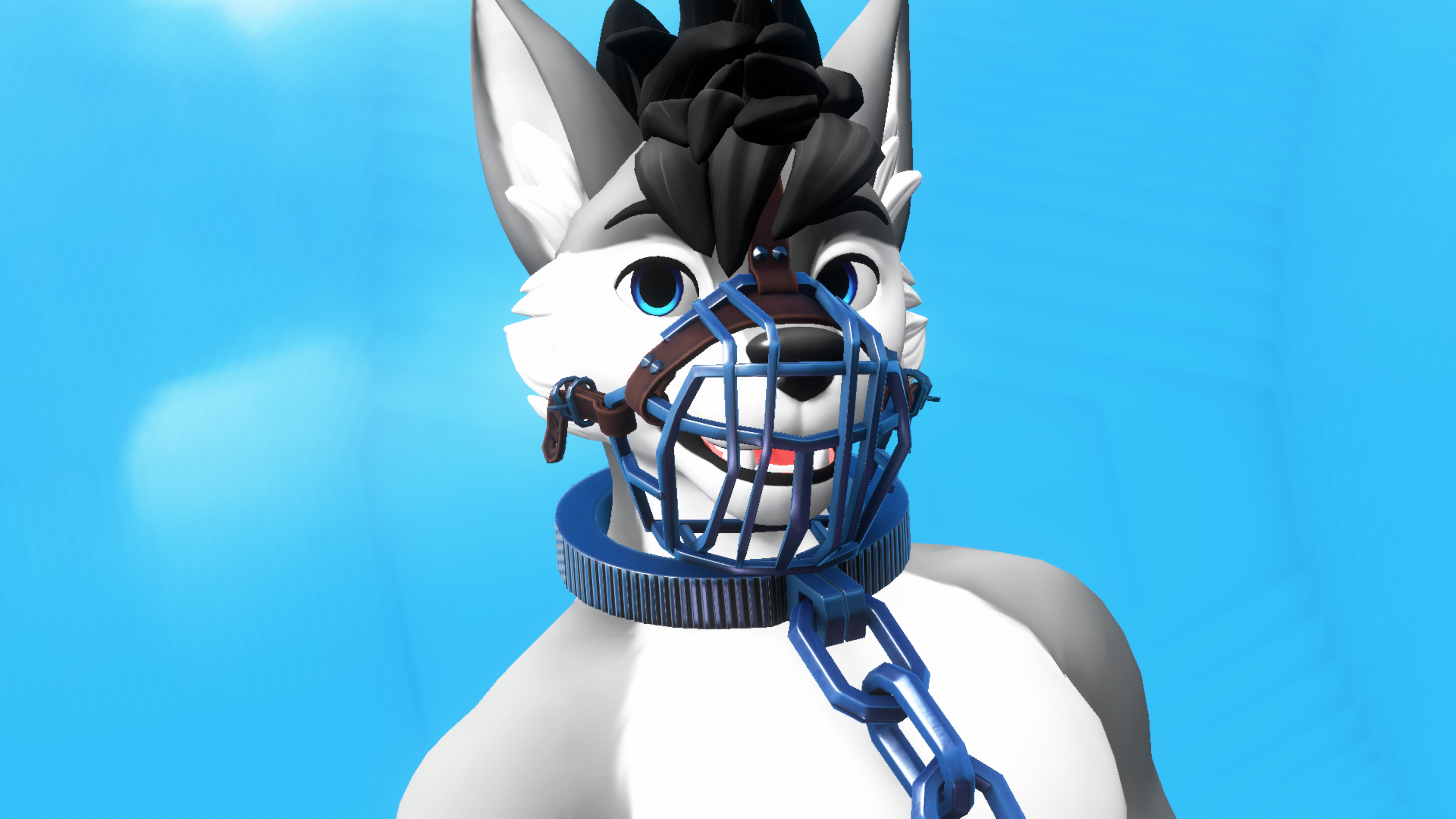 Male Winterpaw Canine - Beast Shackles and Muzzle