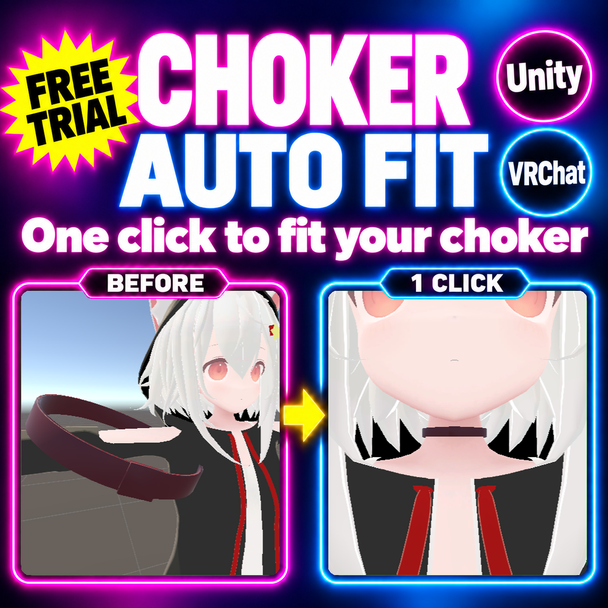 Choker Auto Fit — Fit a choker or collar to your avatar's neck in one click [VRChat / Unity]