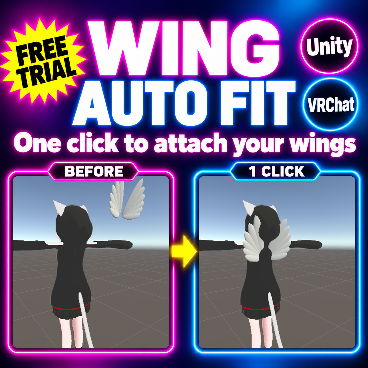 Wing Auto Fit — Attach wings to your avatar's back in one click [VRChat / Unity]
