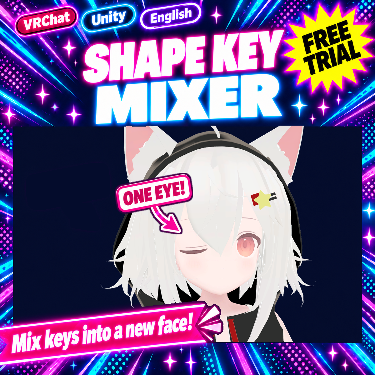 Shape Key Mixer — Mix shape keys into a new one, or split a blink into winks [VRChat / Unity] (Free trial available)