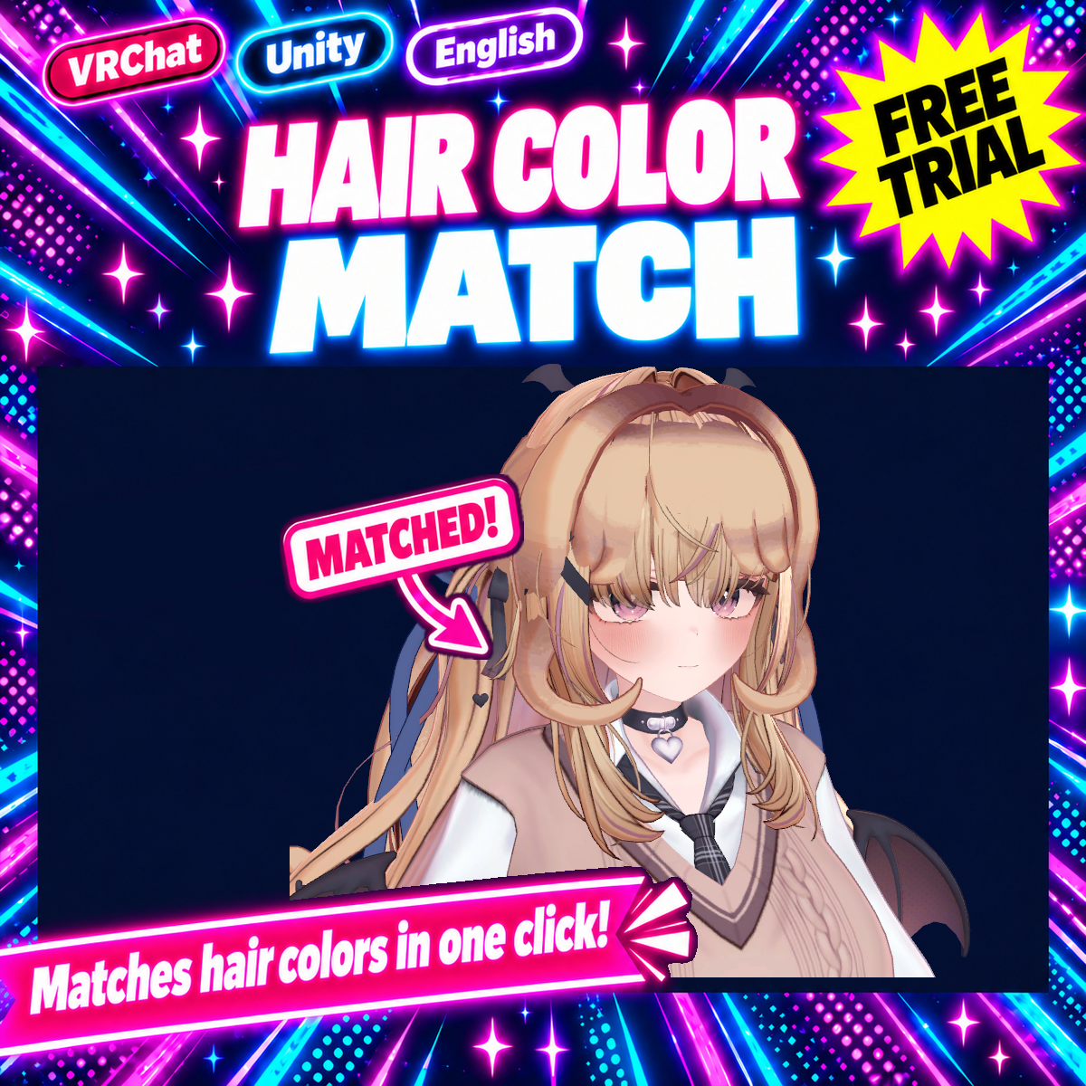 Hair Color Match — Match added hair to your avatar's own hair color in one click [VRChat / Unity / lilToon] (Free trial available)