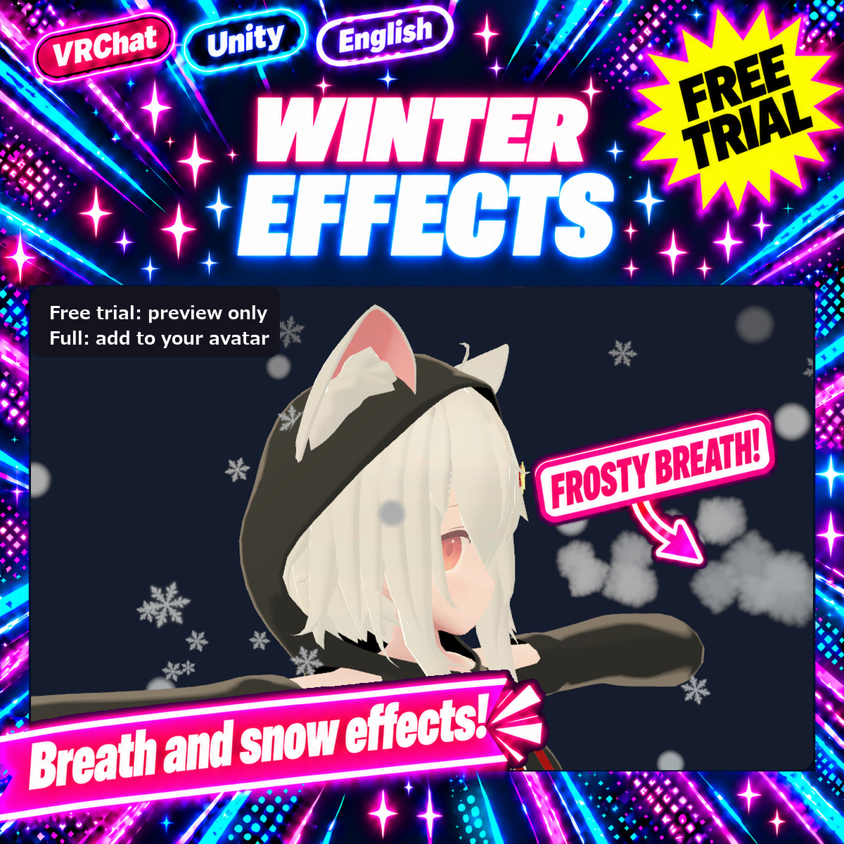 Winter Effects — Frosty breath and falling snow for your avatar [VRChat / Unity / Modular Avatar] (Free trial available)
