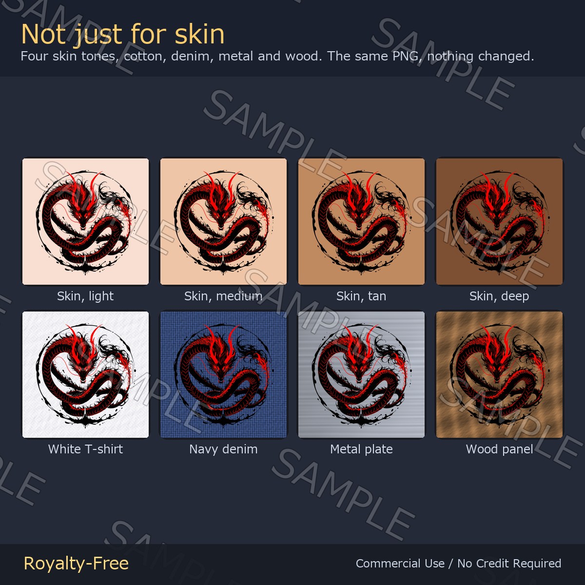 Dragon Tattoo Decal - 4K + Emission Mask | Any Avatar, Skin, Clothes or Props