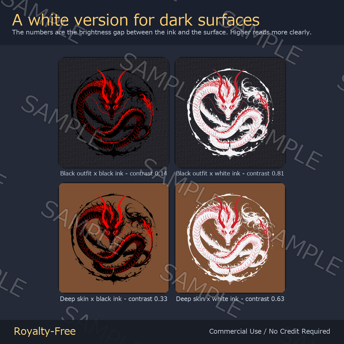 Dragon Tattoo Decal - 4K + Emission Mask | Any Avatar, Skin, Clothes or Props