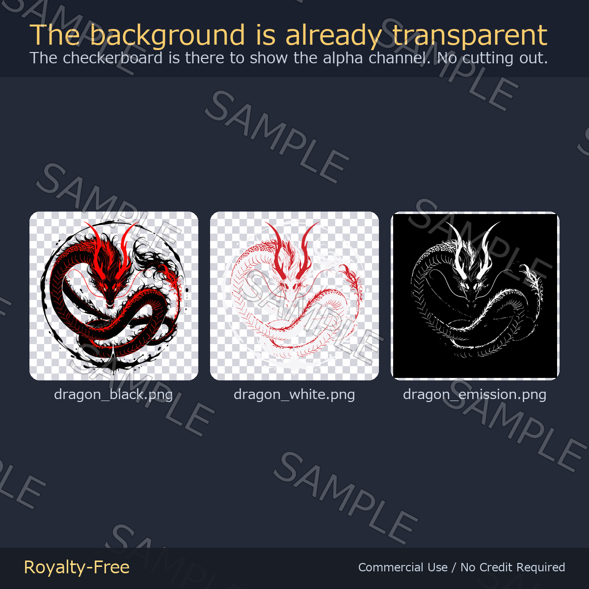 Dragon Tattoo Decal - 4K + Emission Mask | Any Avatar, Skin, Clothes or Props
