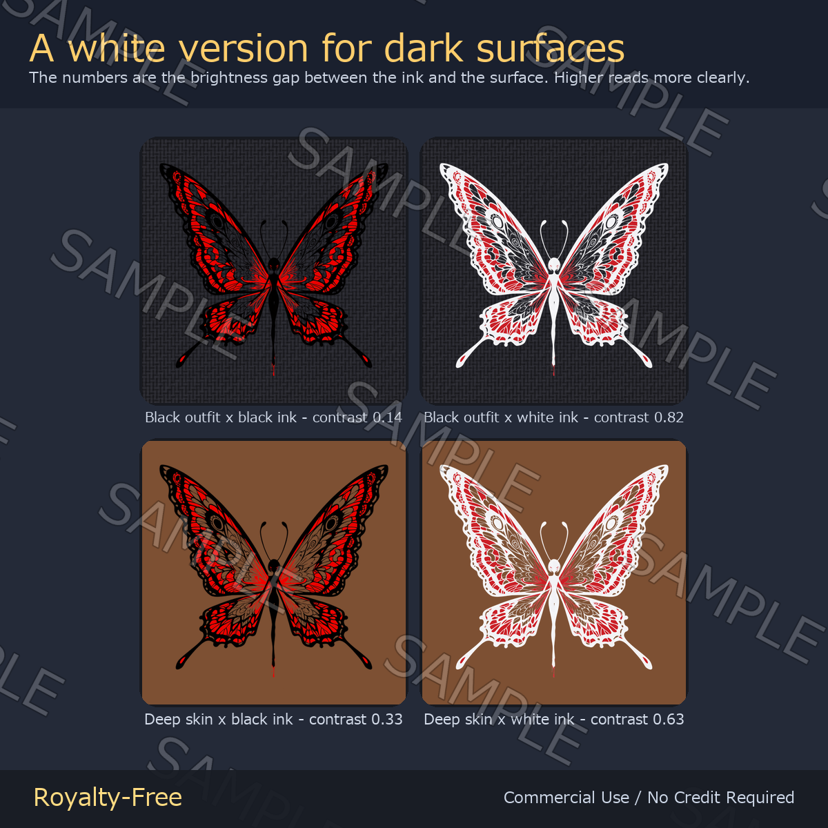 Butterfly Tattoo Decal - 4K + Emission Mask | Any Avatar, Skin, Clothes or Props