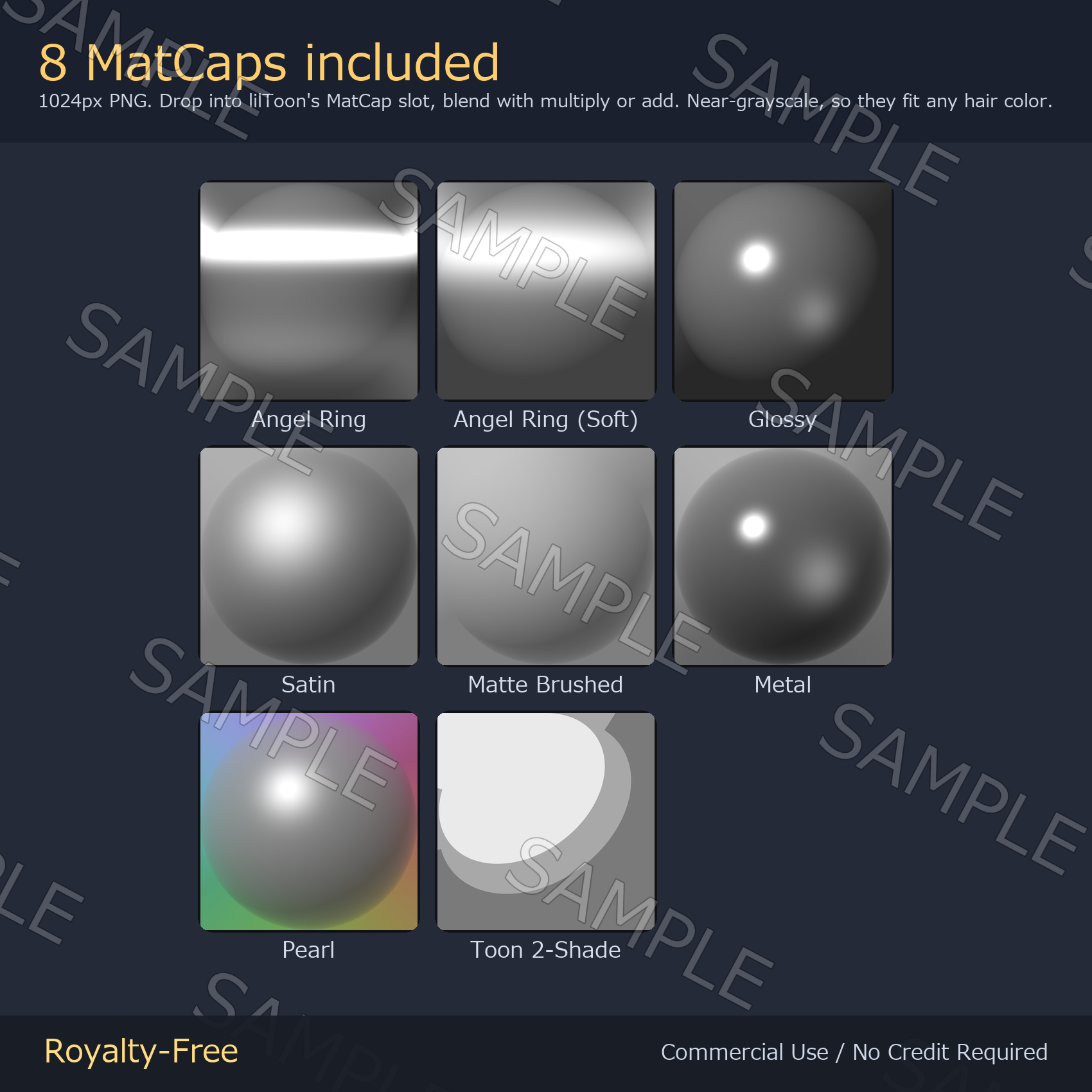 12 Hair Normal Maps + 8 MatCaps - Scales, Feathers & Embroidery | Works on Any Avatar