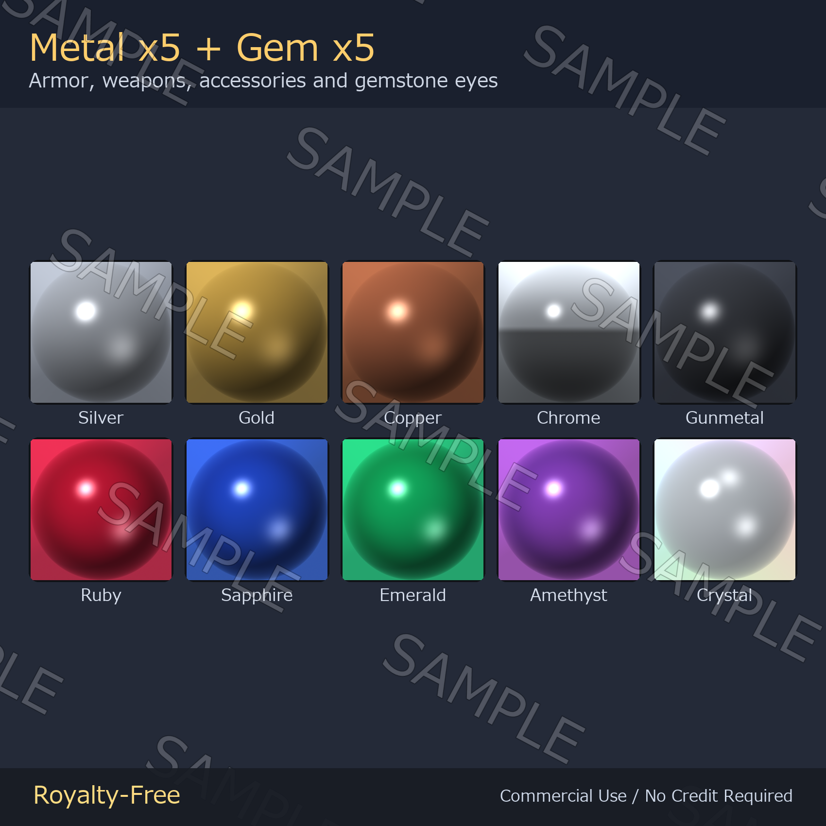 30 MatCaps - Metal, Gem, Toon Shadow, Pastel, Iridescent & Dark | 1024px, Works on Any Avatar