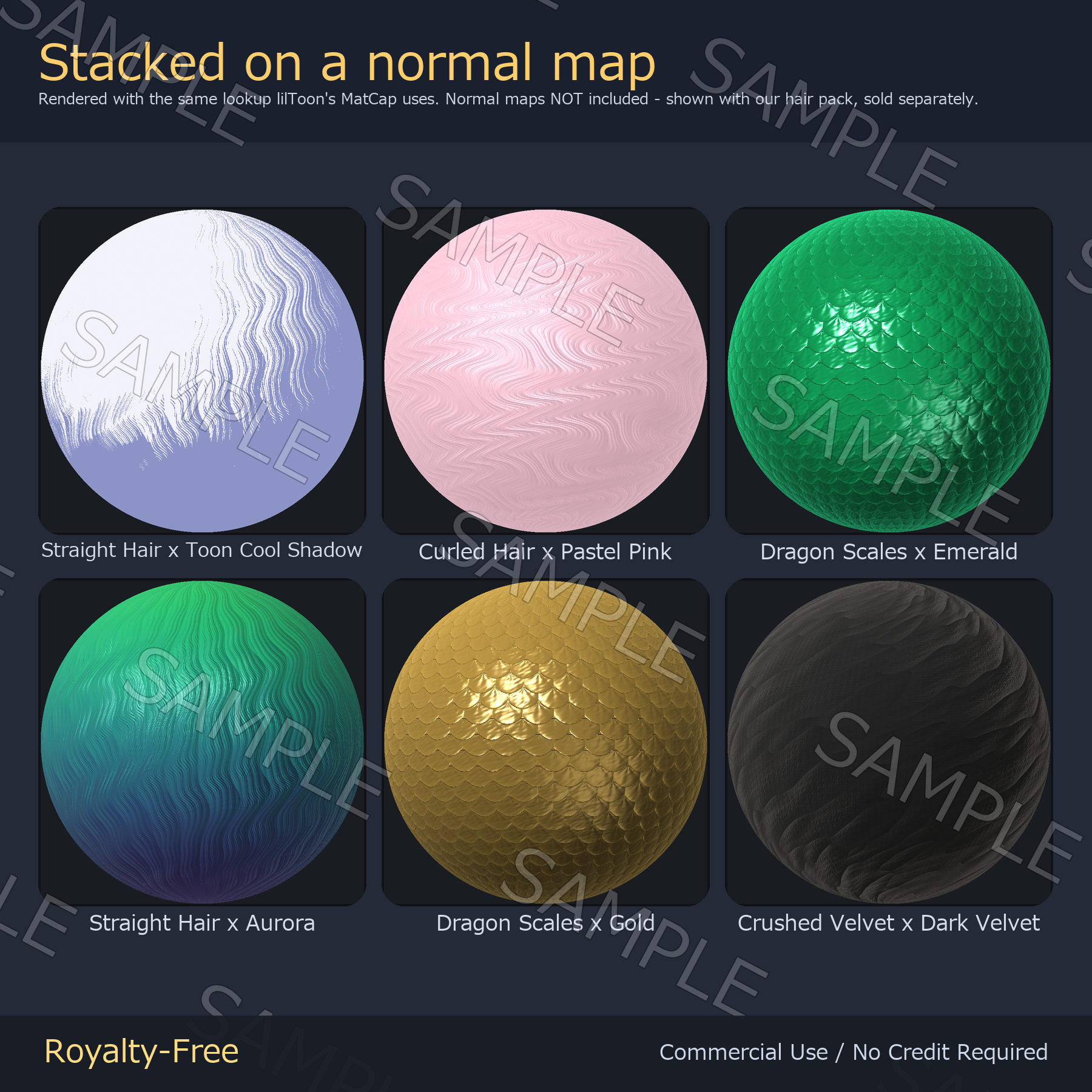 30 MatCaps - Metal, Gem, Toon Shadow, Pastel, Iridescent & Dark | 1024px, Works on Any Avatar