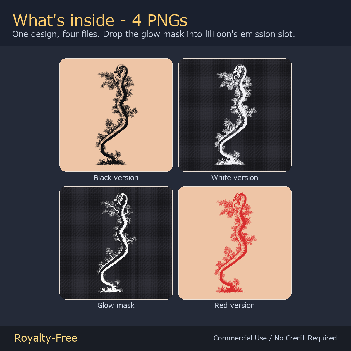 Free Full-Body Snake Tattoo Decal - Serpent of Eden | Japanese Irezumi, Glow Mask & White Version, 4K, Any Avatar