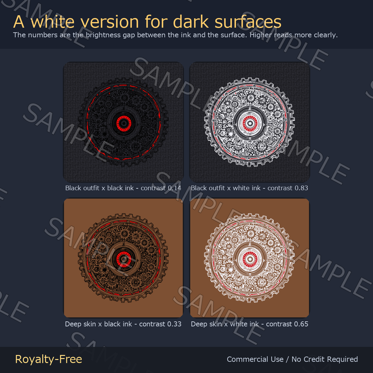 Gear Eye Tattoo Decal - 4K, 7 Colours + Emission Mask | Any Avatar, Skin, Clothes or Props