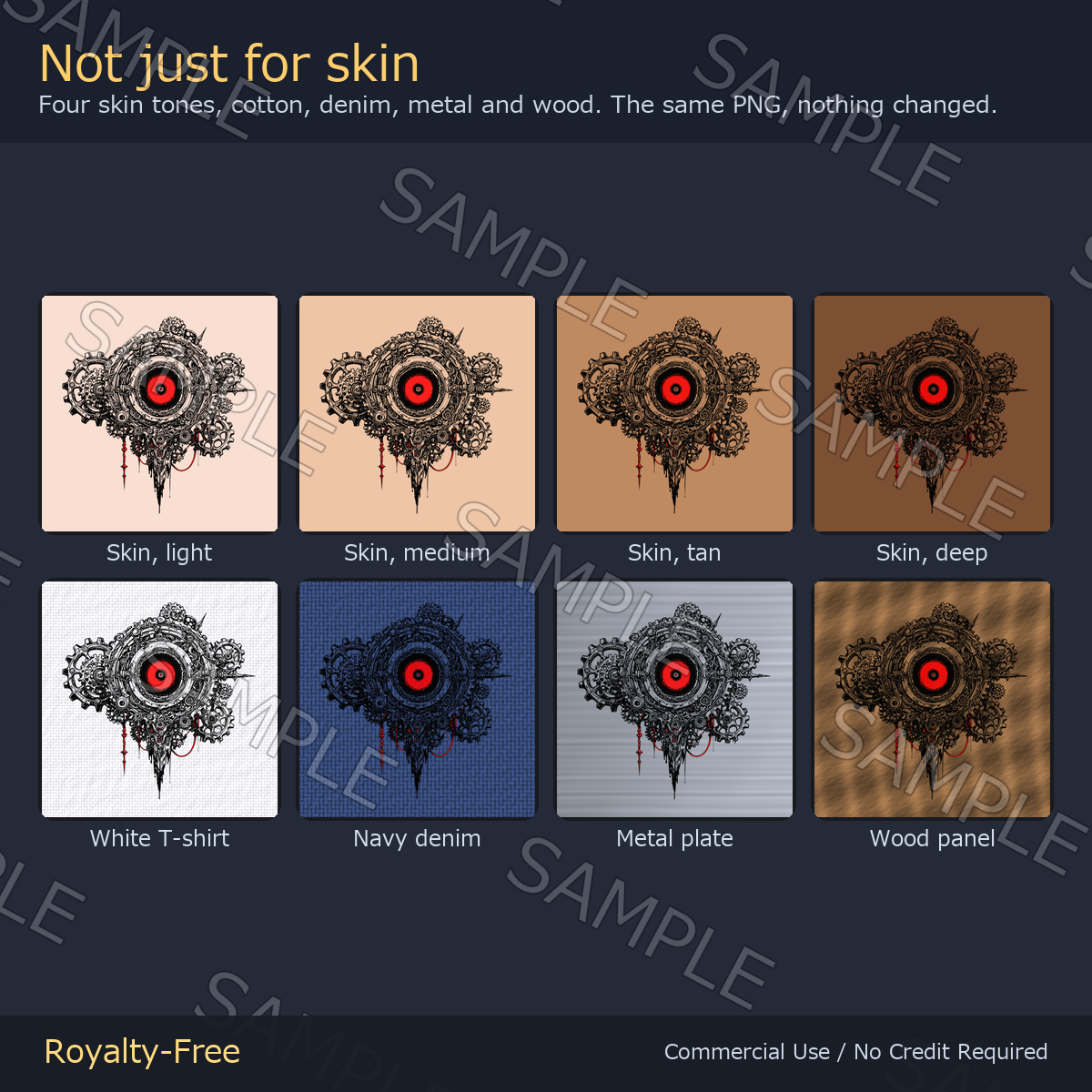 Gear Cluster Eye Tattoo Decal - 4K, 7 Colours + Emission Mask | Any Avatar, Skin, Clothes or Props