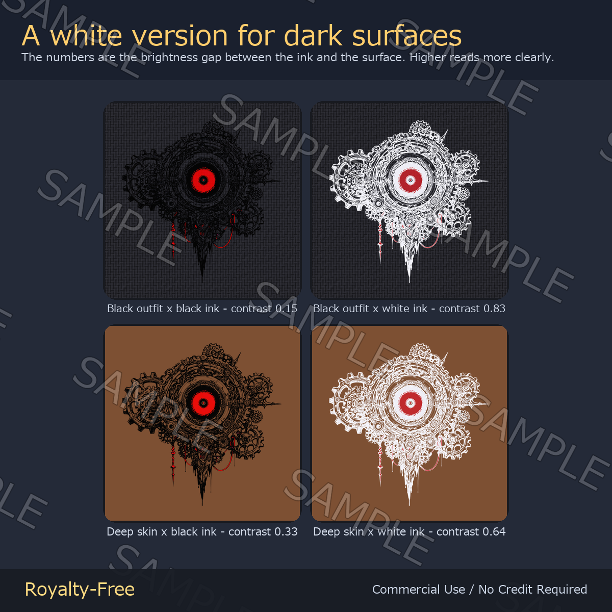 Gear Cluster Eye Tattoo Decal - 4K, 7 Colours + Emission Mask | Any Avatar, Skin, Clothes or Props
