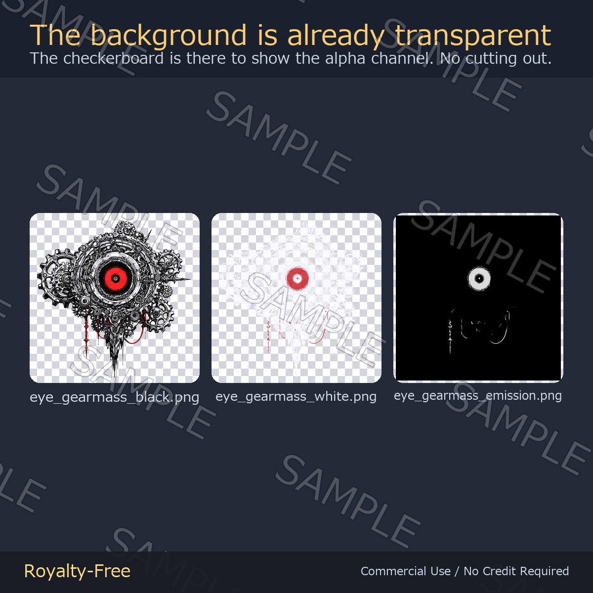 Gear Cluster Eye Tattoo Decal - 4K, 7 Colours + Emission Mask | Any Avatar, Skin, Clothes or Props
