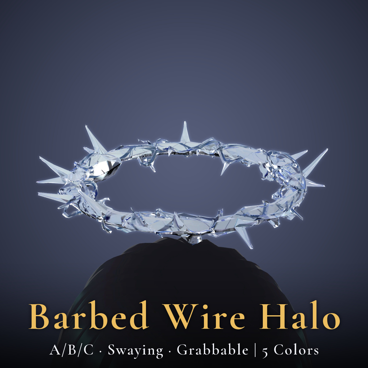 Barbed Wire Halo (A/B/C & 3-Piece Set) - Swaying, Grabbable Head Accessory | Modular Avatar, PhysBone, 5 Colours