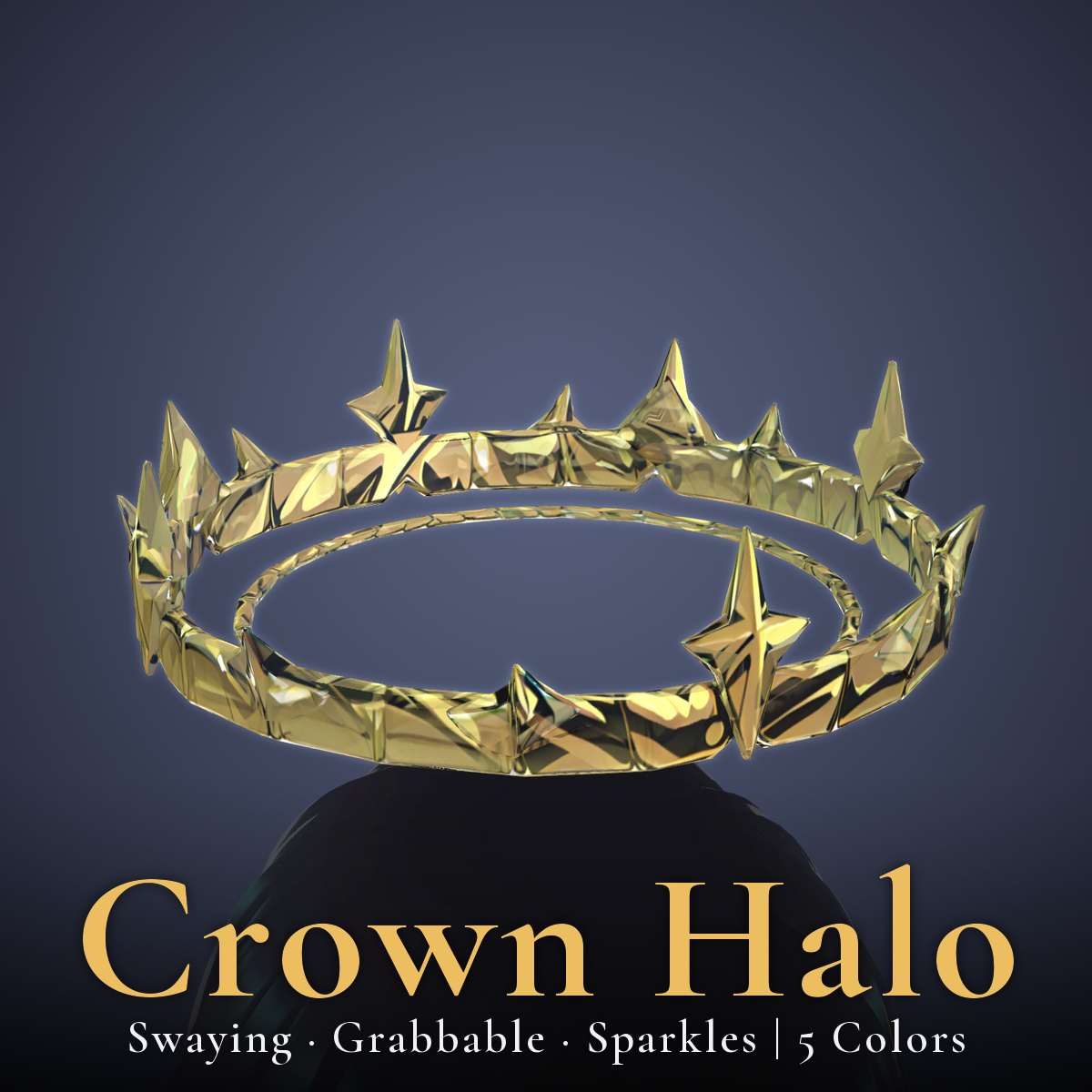Crown Halo - Swaying, Grabbable Head Accessory with Sparkles | Modular Avatar, PhysBone, 5 Colours