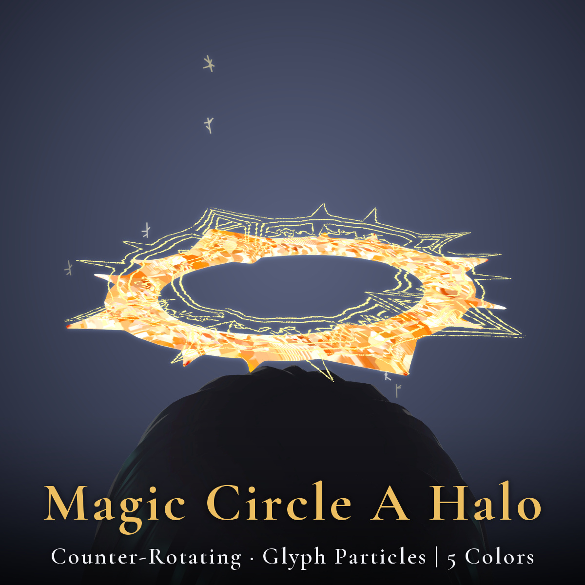 Magic Circle A Halo - Swaying, Grabbable Head Accessory with Ancient Glyph Particles | Modular Avatar, PhysBone, 5 Colours