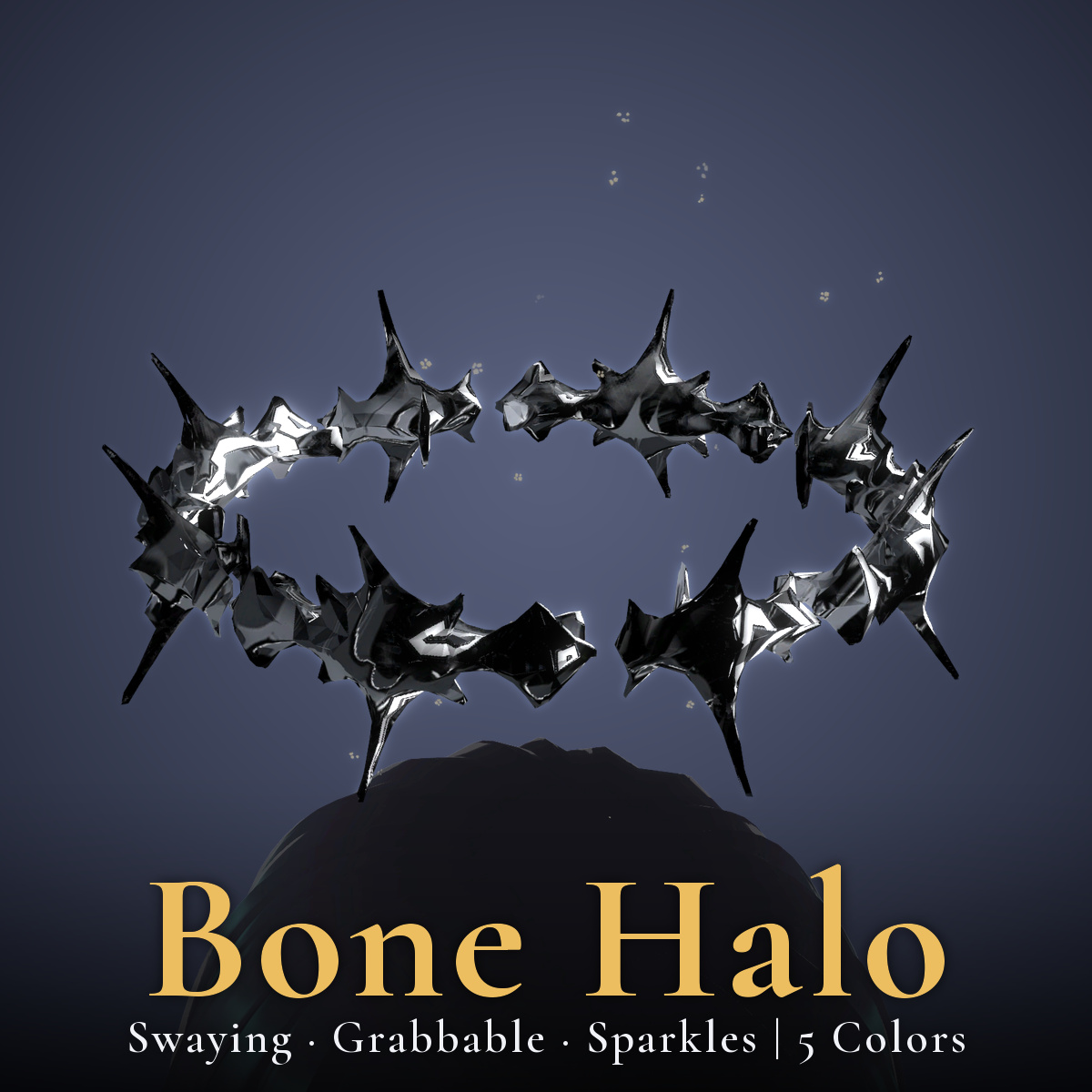 Bone Halo - Swaying, Grabbable Head Accessory with Particles | Modular Avatar, PhysBone, 5 Colours