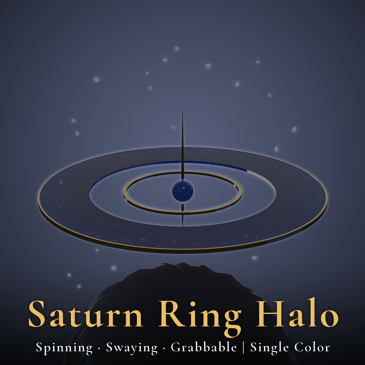 Saturn Ring Halo - Spinning, Swaying, Grabbable Head Accessory with Dust Particles | Modular Avatar, PhysBone