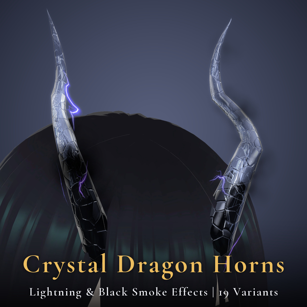 Crystal Dragon Horns - Gem & Matte Horn Accessory | Modular Avatar, 19 Colours