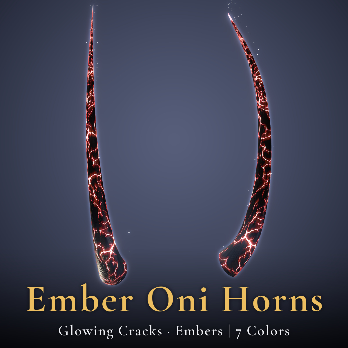 Ember Oni Horns - Glowing Cracks & Embers Horn Accessory | Modular Avatar, 14 Colours