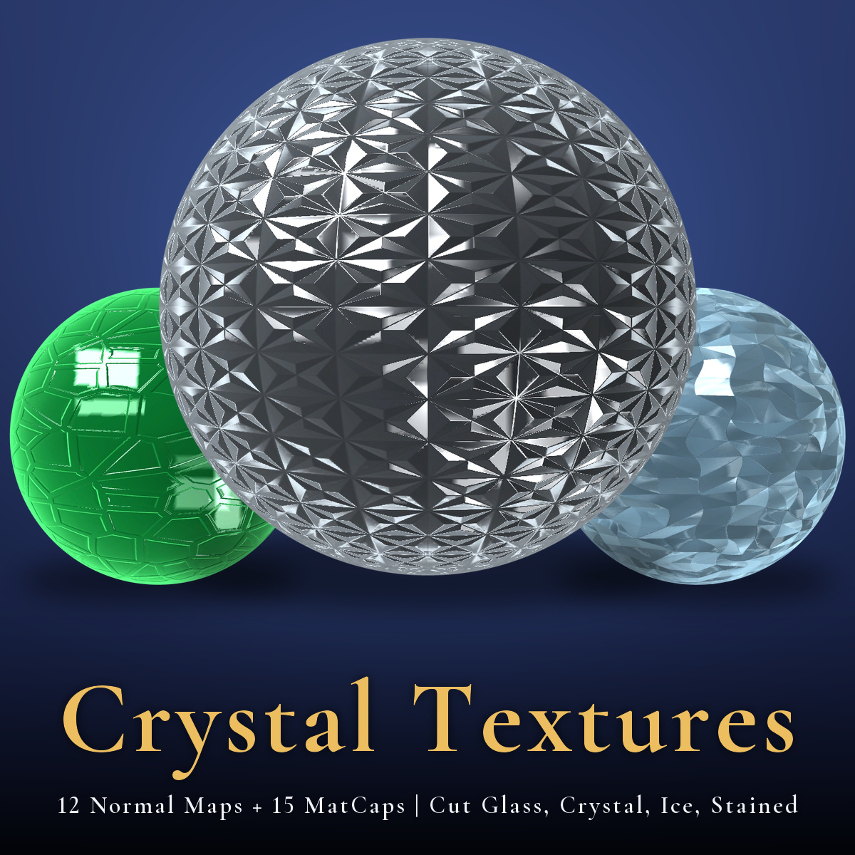 Glass, Crystal & Ice - 12 Normal Maps + 15 MatCaps | Cut Glass, Tiles, Seamless, PC + Quest
