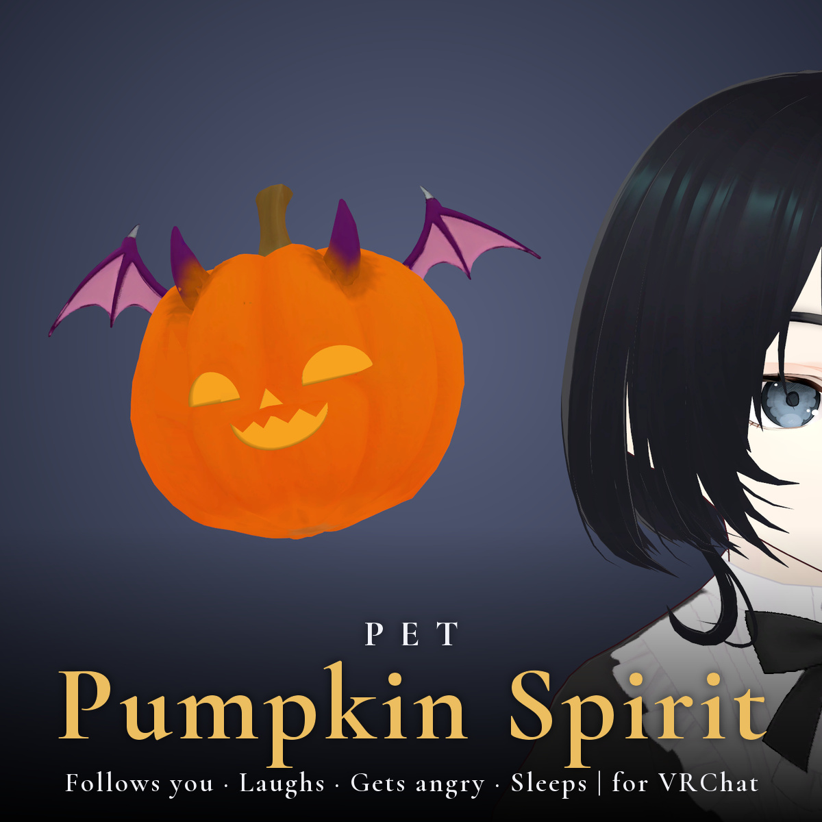 Pumpkin Spirit - A VRChat Pet That Follows You, Laughs and Sneezes Candy | Modular Avatar