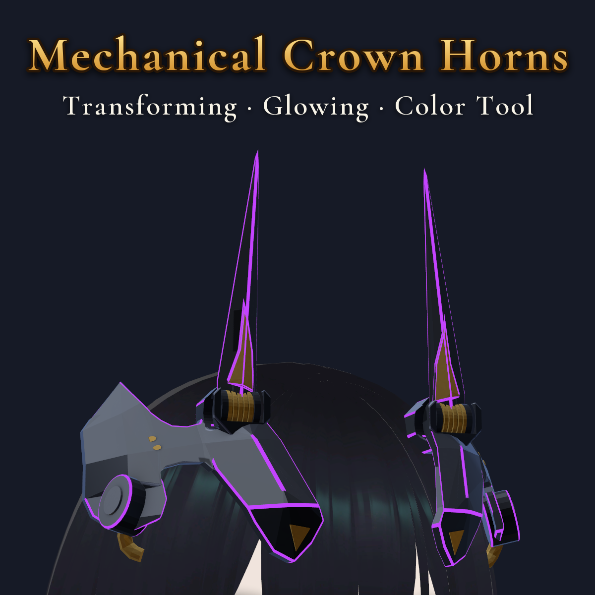 Mechanical Crown Horns — Transforming, Glowing Crown Horns with Charge Lightning and Color Tool [VRChat/MA] (Free version included)