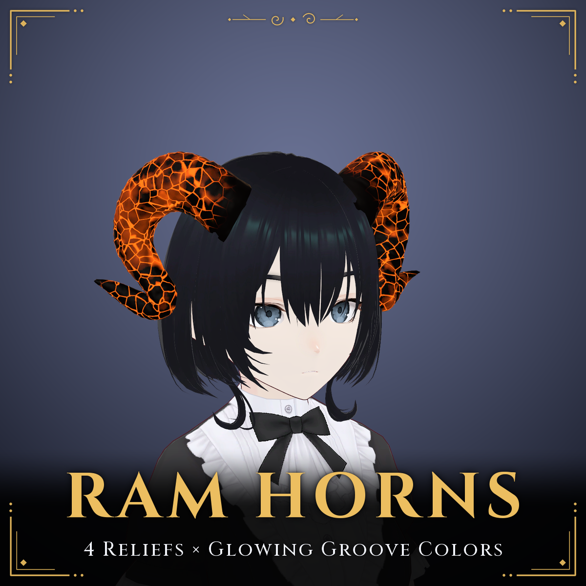 Ram Horns — Horn Accessory with 4 Relief Styles + Custom Colors + Glowing Grooves [VRChat/MA]