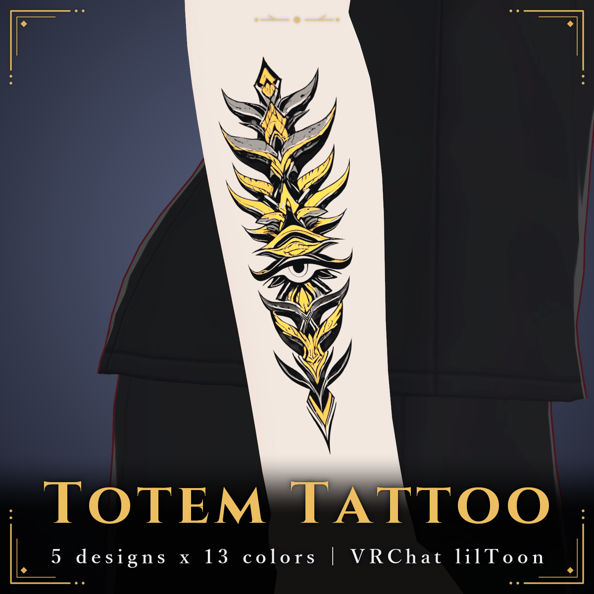 Totem Tattoo - 5 Designs x 13 Colors for VRChat (lilToon, PC)