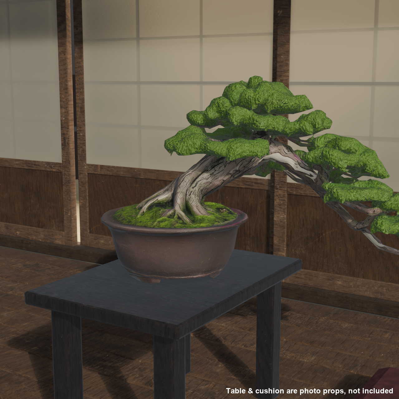 Japanese Bonsai - Shinpaku Juniper in Semi-Cascade Style | VRChat World Prop
