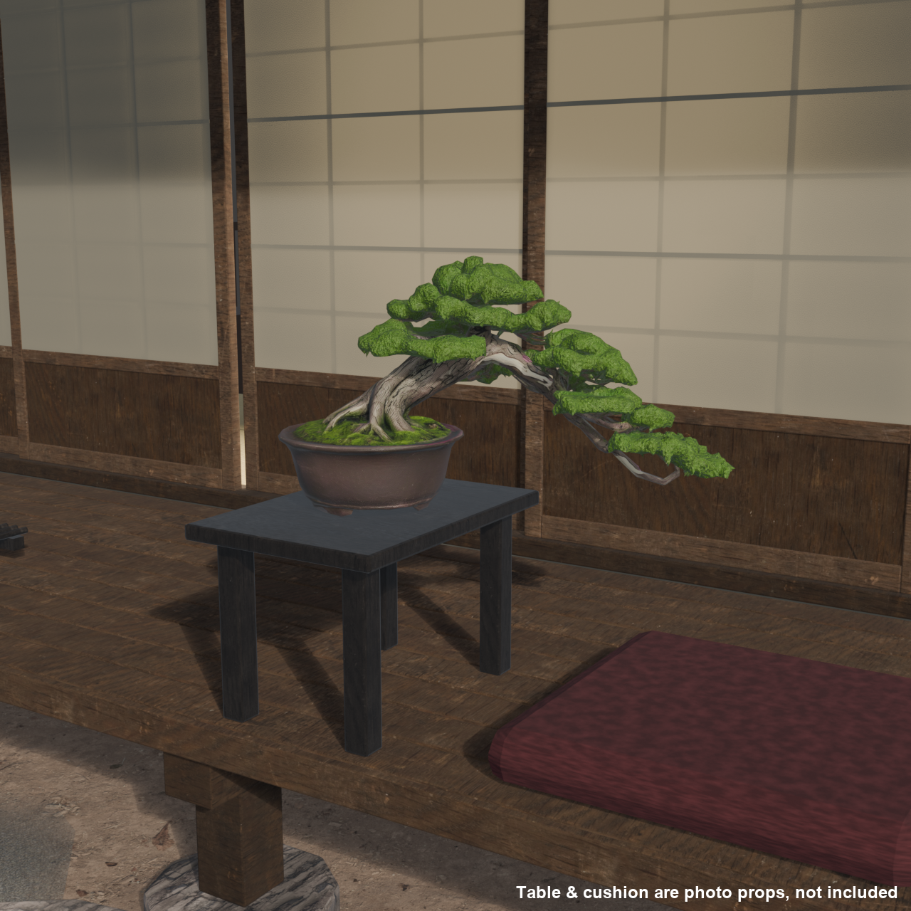 Japanese Bonsai - Shinpaku Juniper in Semi-Cascade Style | VRChat World Prop