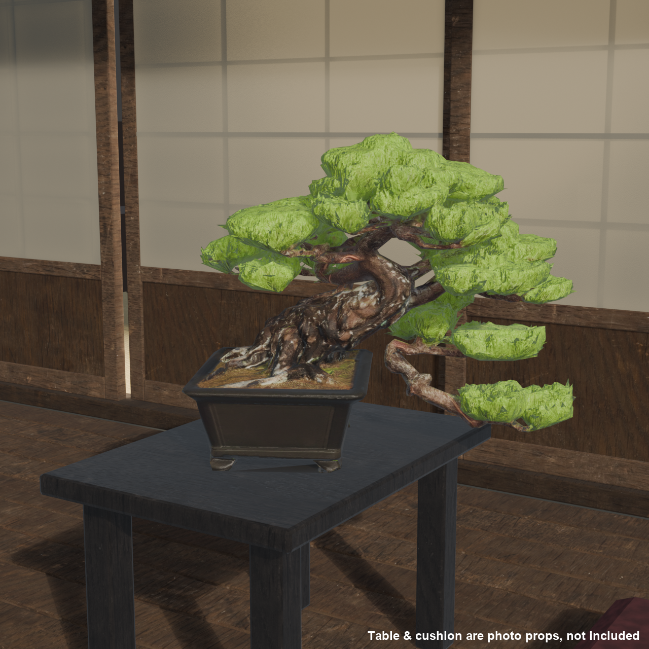 Japanese Bonsai - Red Pine with Cascading Branch | VRChat World Prop