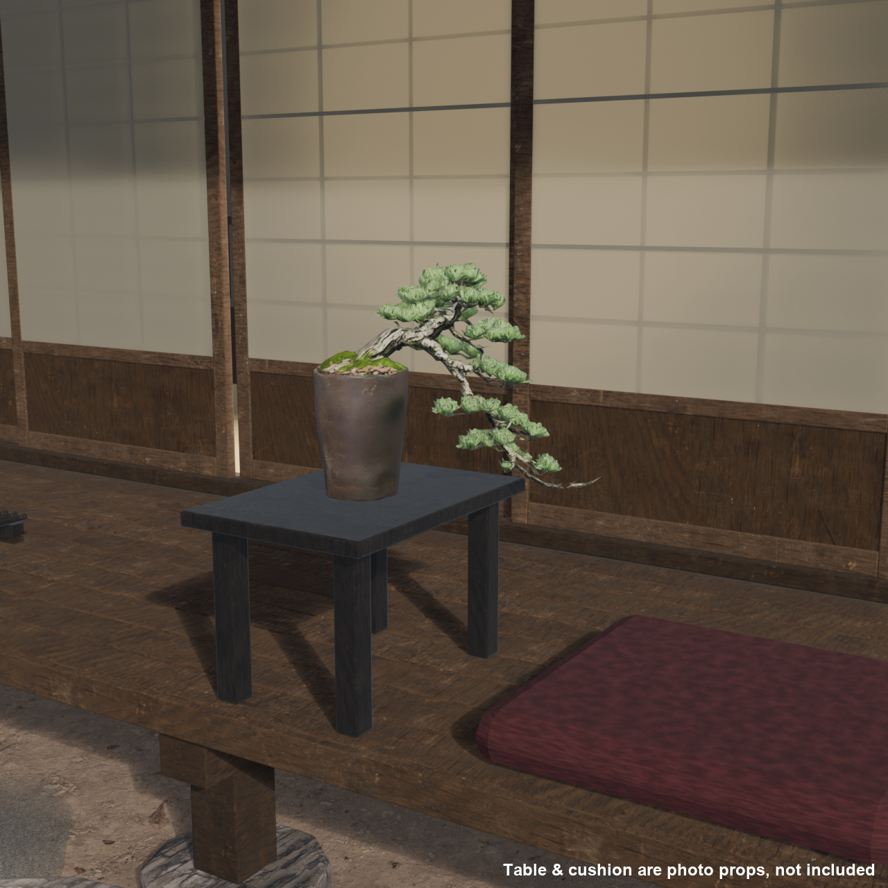 Japanese Bonsai - White Pine with a Long, Wind-Swept Trunk | VRChat World Prop