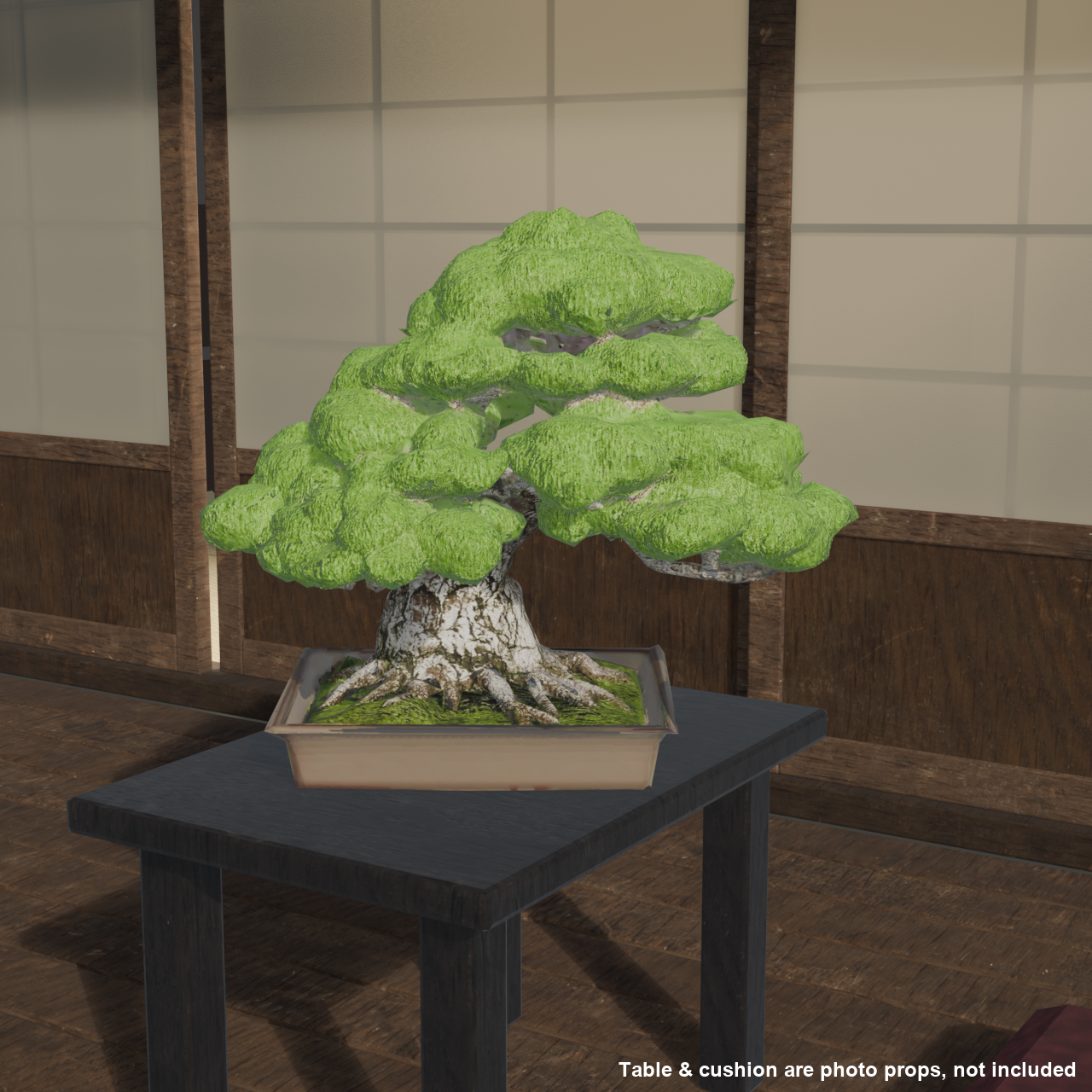 Japanese Bonsai - Black Pine in Curved-Trunk (Moyogi) Style | VRChat World Prop