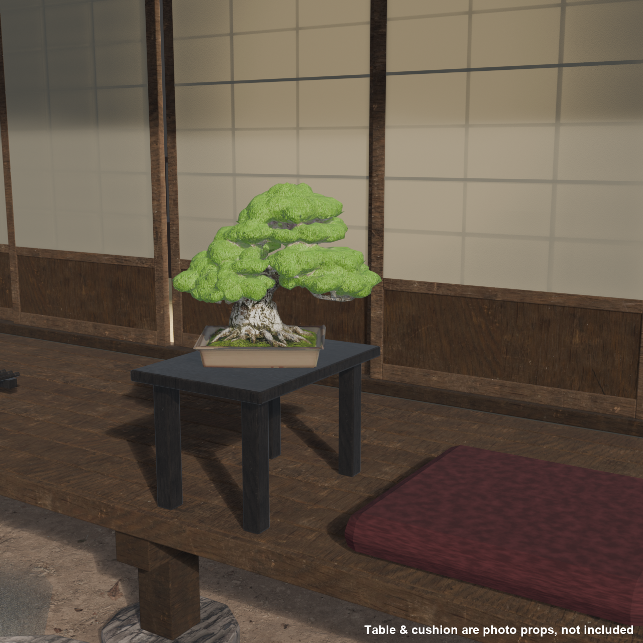 Japanese Bonsai - Black Pine in Curved-Trunk (Moyogi) Style | VRChat World Prop