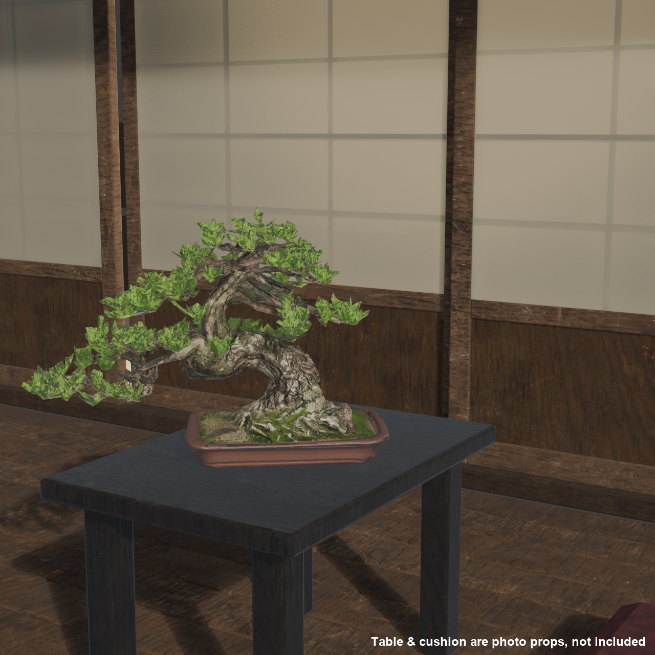 Japanese Bonsai - Black Pine in Slanting-Trunk (Shakan) Style | VRChat World Prop