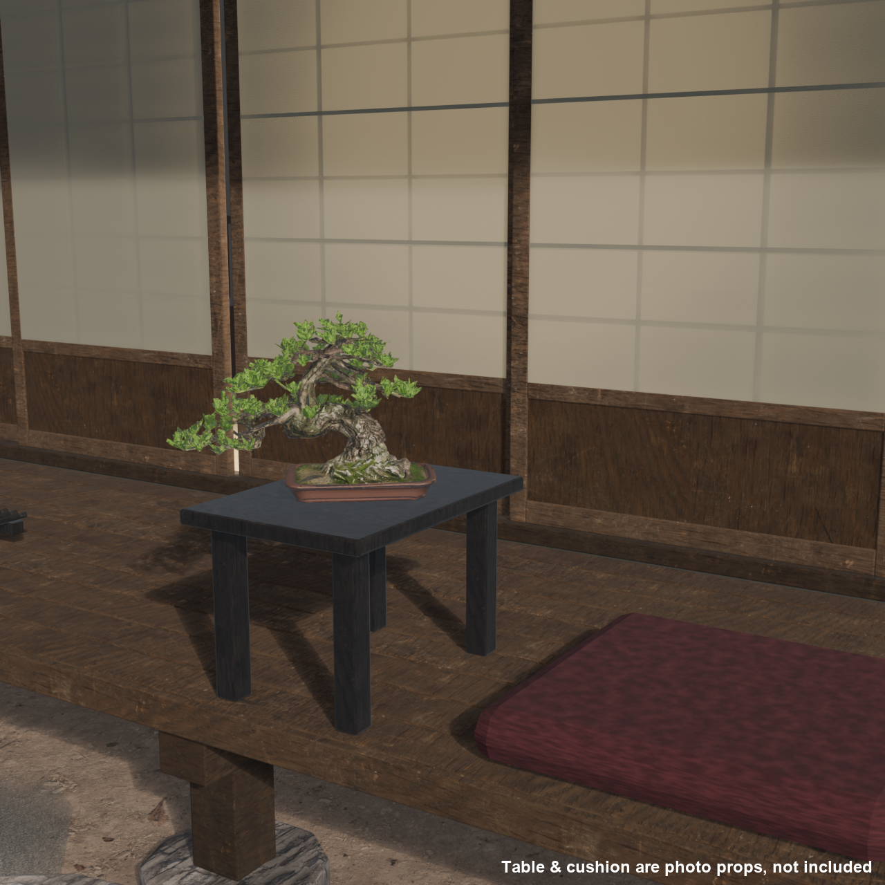 Japanese Bonsai - Black Pine in Slanting-Trunk (Shakan) Style | VRChat World Prop