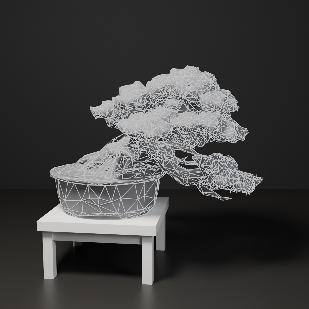 Japanese Bonsai - Shinpaku Juniper in Semi-Cascade Style with Display Stand | VRChat World Prop
