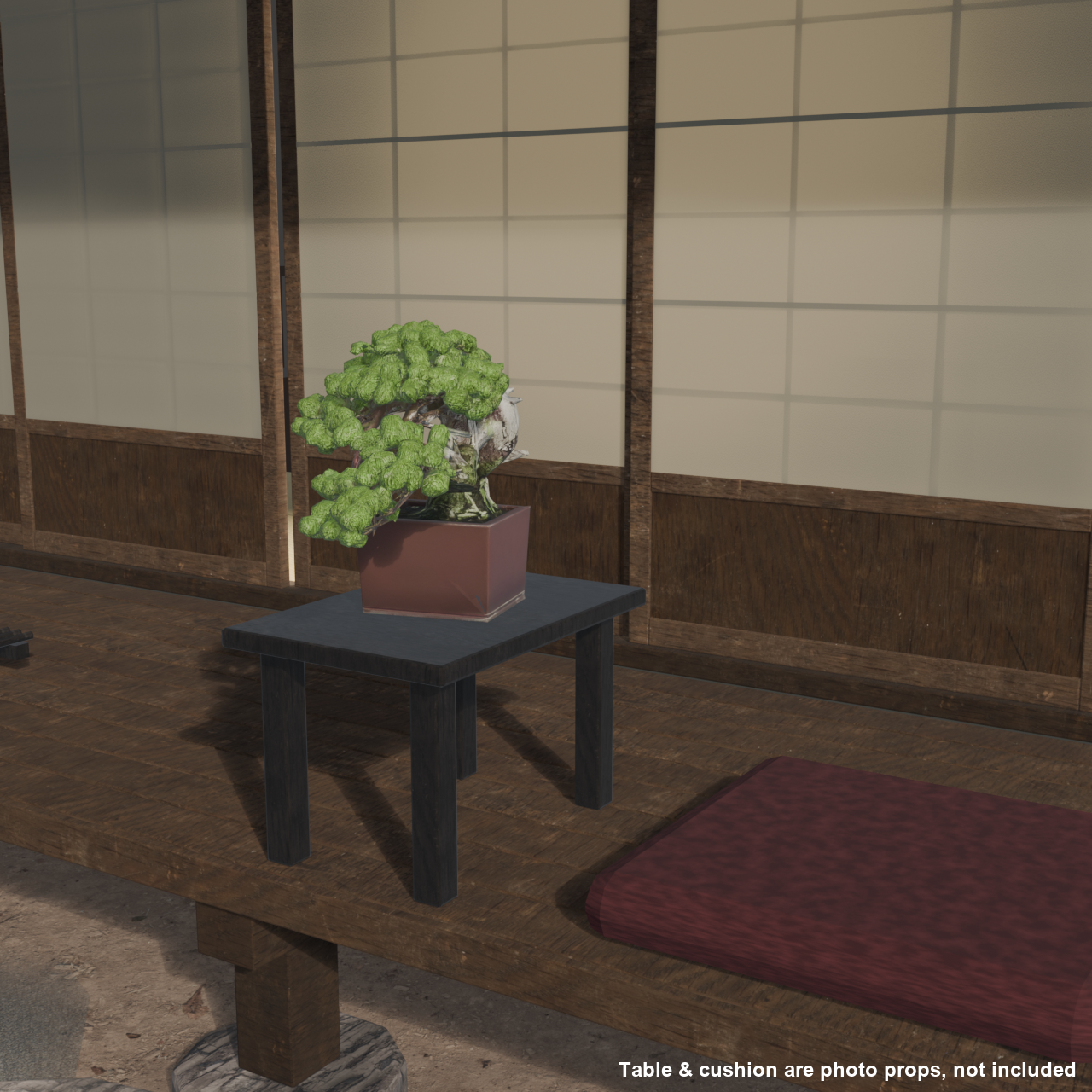 Japanese Bonsai - White Pine with Wide-Spreading Canopy and Deadwood Trunk | VRChat World Prop