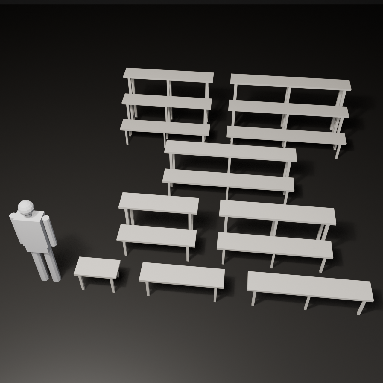 Bonsai Display Shelf - Off-White, All 8 Sizes | VRChat World Prop