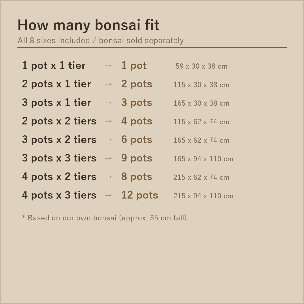 Bonsai Display Shelf - Off-White, All 8 Sizes | VRChat World Prop