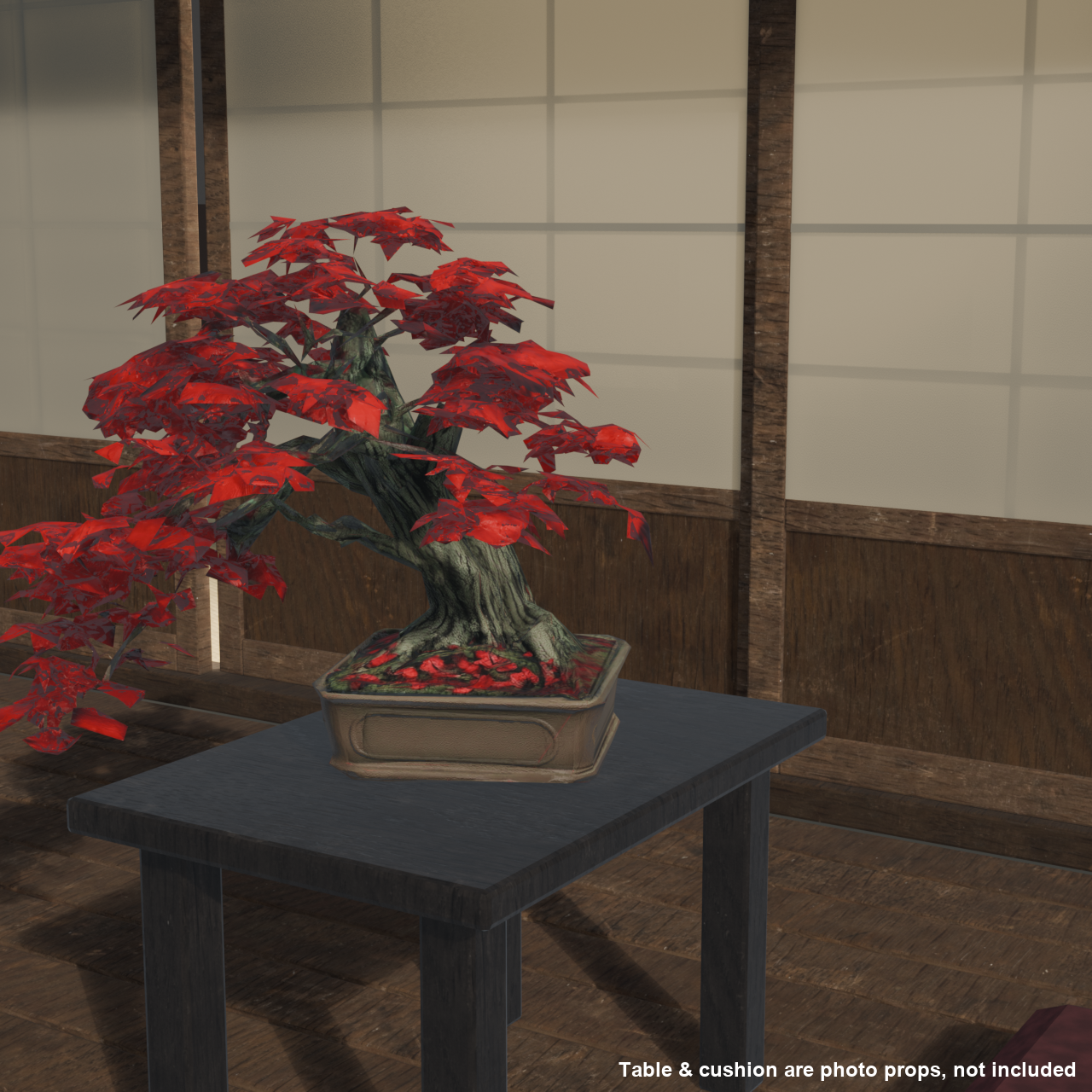 Japanese Bonsai - Japanese Maple with Wide-Spreading Branches and Autumn Foliage | VRChat World Prop