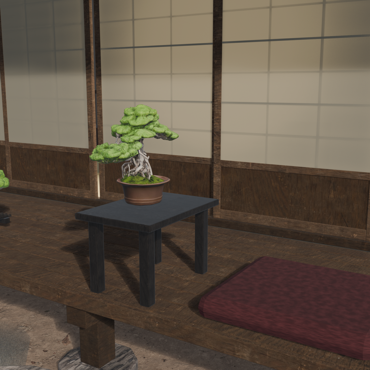 Japanese Bonsai - Black Pine with Twisting Exposed Roots (Banryu) | VRChat World Prop