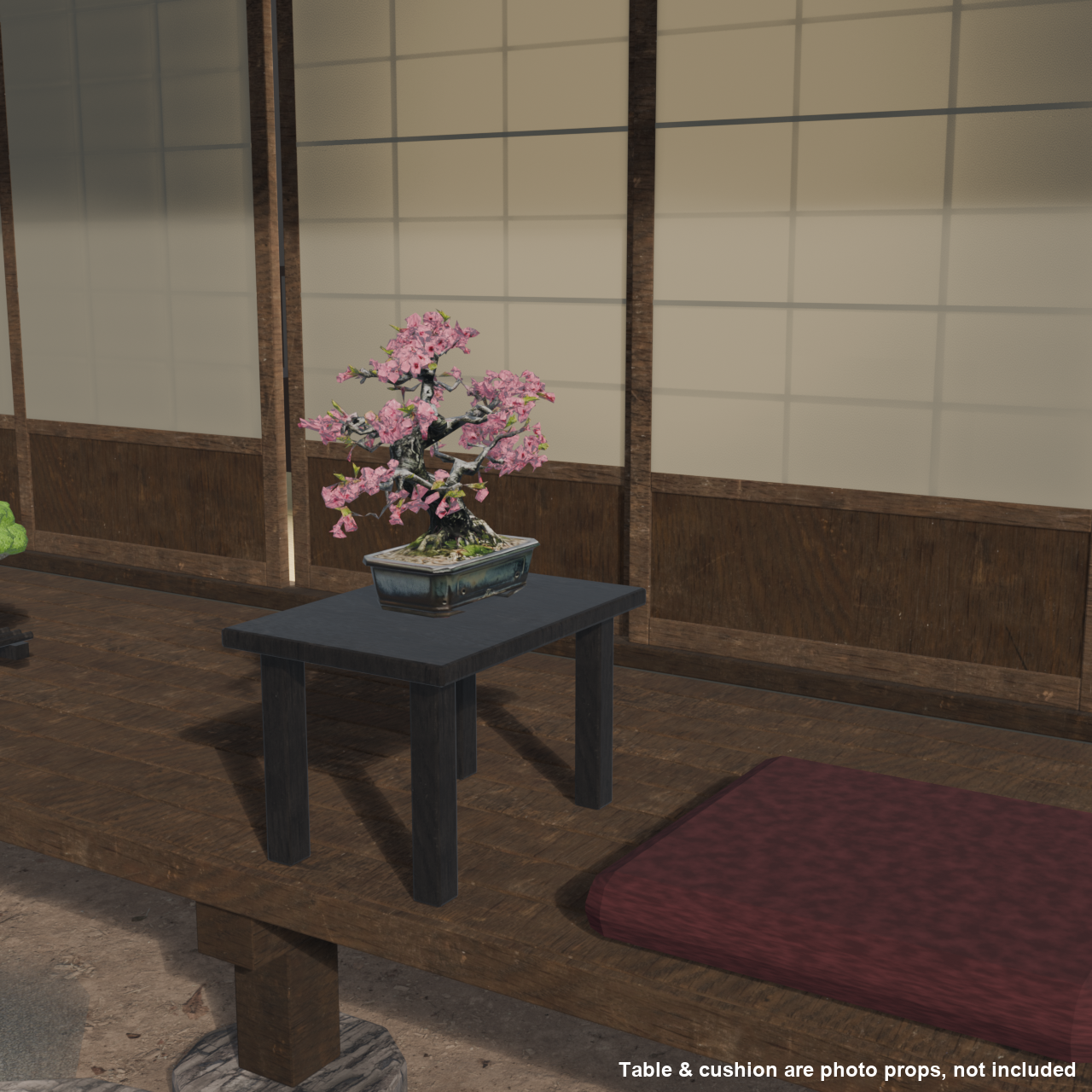 Japanese Bonsai - Cherry Blossom Tree with Layered Double Blooms (Hanagumo) | VRChat World Prop