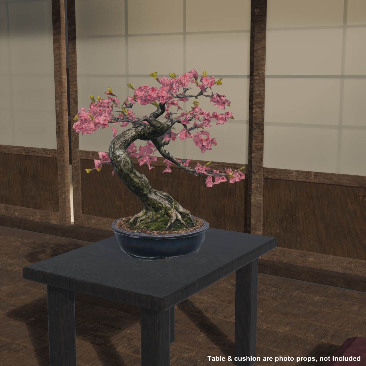 Japanese Bonsai - Windswept Cherry Blossom Tree (Hanafubuki) | VRChat World Prop