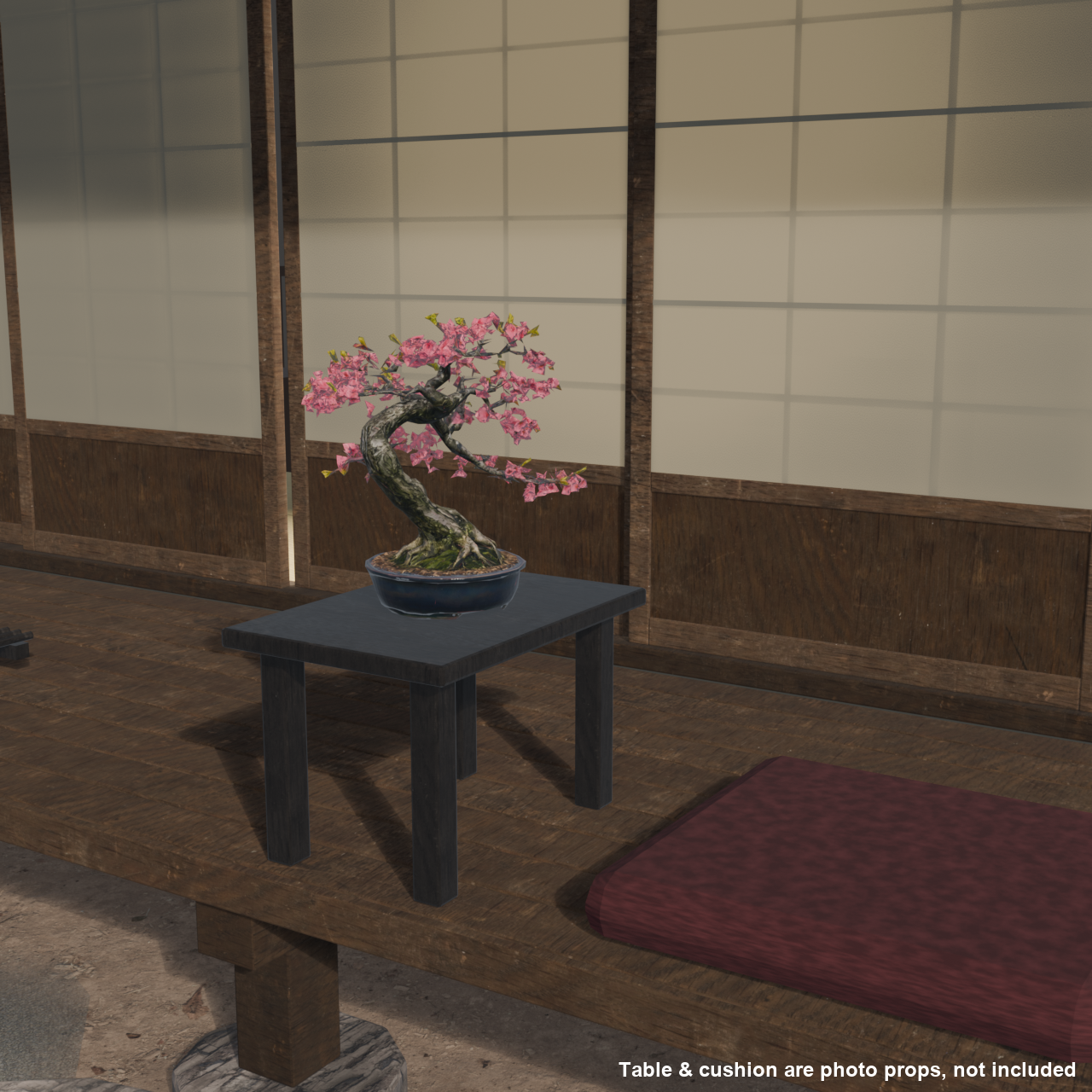 Japanese Bonsai - Windswept Cherry Blossom Tree (Hanafubuki) | VRChat World Prop