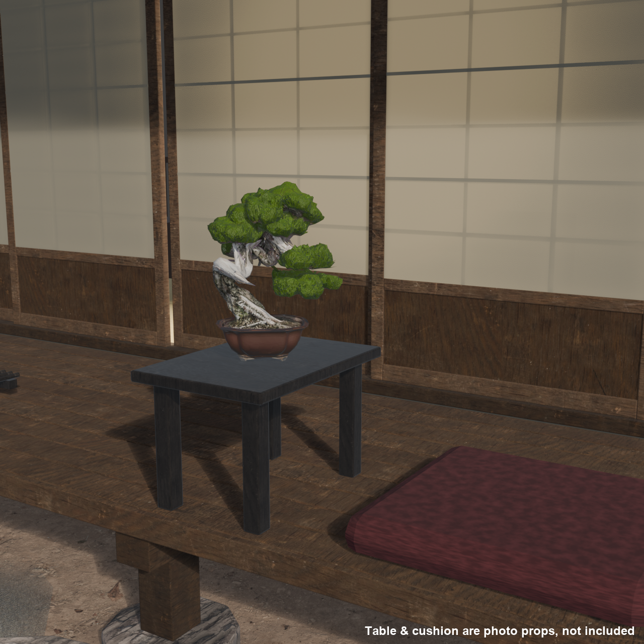 Japanese Bonsai - Black Pine with White Deadwood Branch (Setsurei) | VRChat World Prop