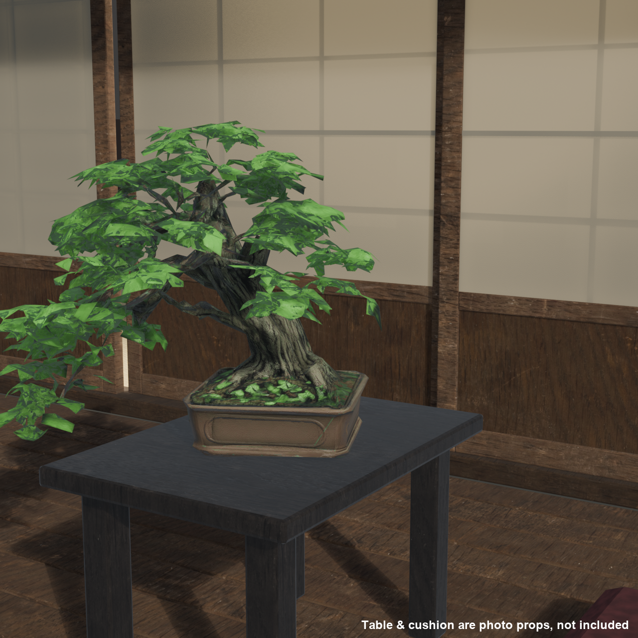 Japanese Bonsai - Japanese Maple with Fresh Green Summer Foliage (Hekiun) | VRChat World Prop