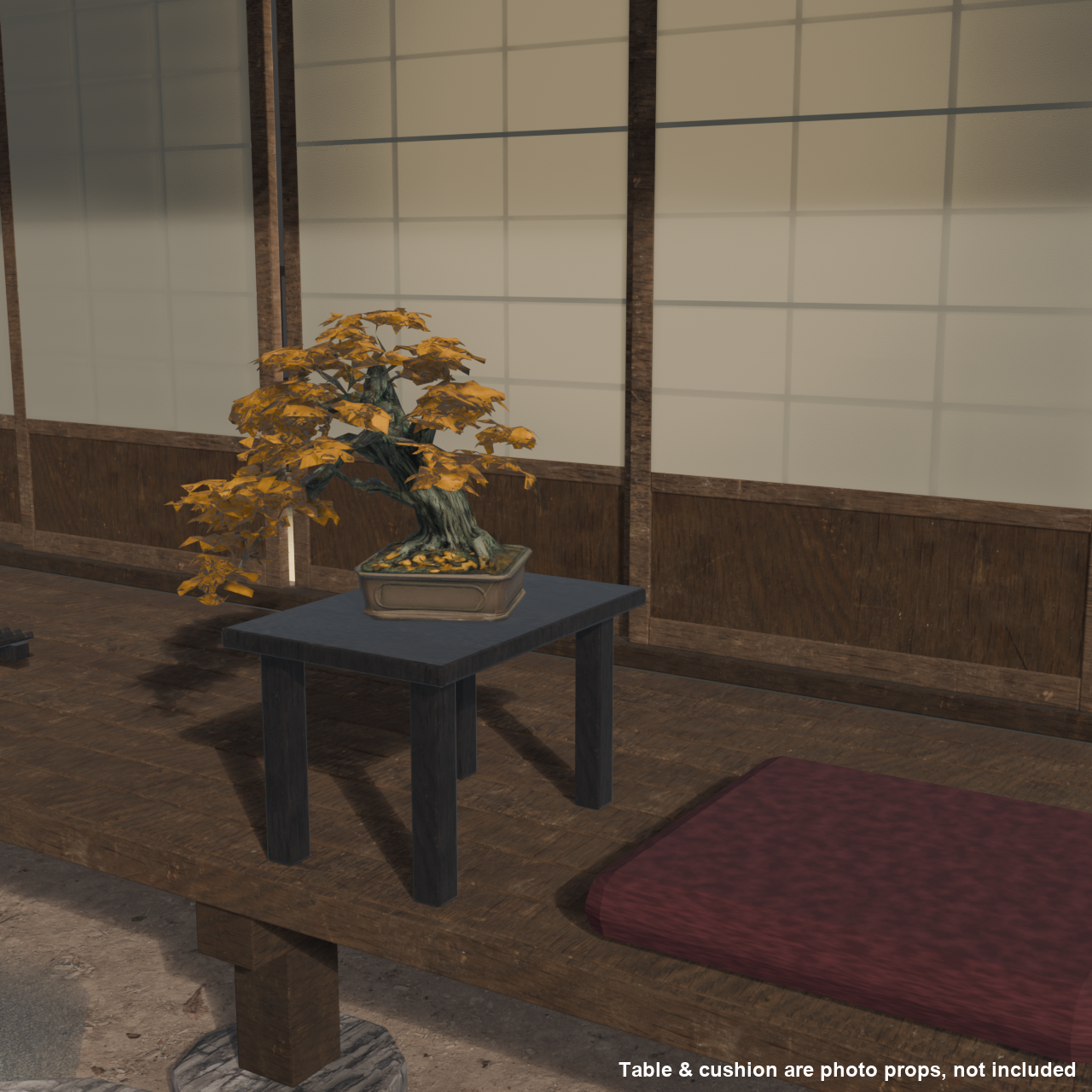 Japanese Bonsai - Japanese Maple with Golden Late-Autumn Foliage (Kinun) | VRChat World Prop